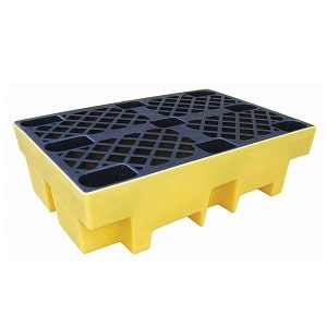 yellow black poly drum spill containment for 2 drums