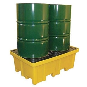 Yellow Poly Containment Spill Pallet with 2 Drums