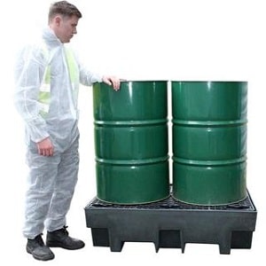 a man who stands beside Spill Containment Pallet for 2 drums