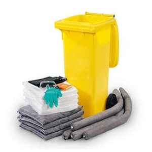 universal spill kit 30 gallon absorbent capacity with yellow plastic bin