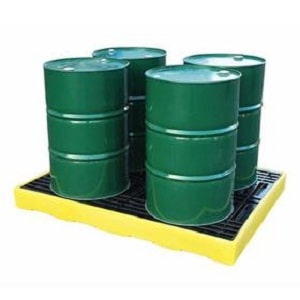 low profile spill containment work station for 4 Drums