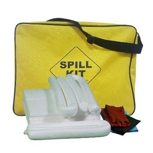 oil spill kit with 5 gallon absorbing capacity with yellow bag