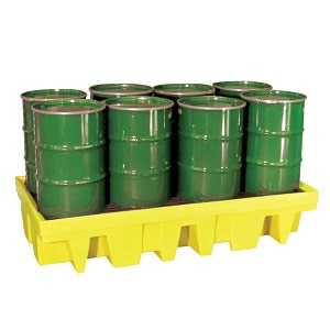 yellow Drum Storage Secondary Containment Pallet with 8 drums
