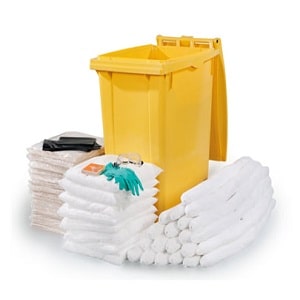 oil spill kit 95 gallon absorbent capacity with yellow plastic bin
