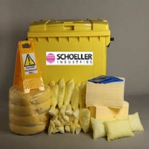 4 wheel yellow bin Chemical Spill Kit with 500 Liter absorbing capacity