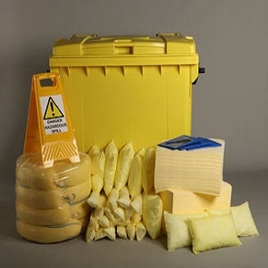 Chemical Spill Kit 660 liter with 4 wheel yellow bin