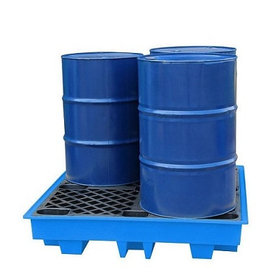 drums are placed upon blue spill pallet