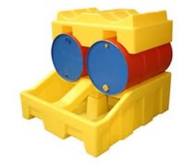 Poly yellow color horizontal Drum storage Rack with 2 drums