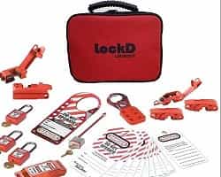 lockout kit parts with red color bag