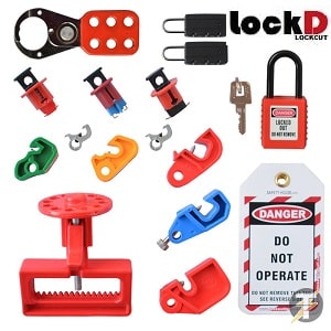LockD brand lockout tagout devices laying down