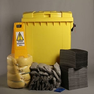 Universal Spill Kit 660 liter with 4 wheeled yellow bin