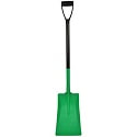 green color plastic shovel with black handle