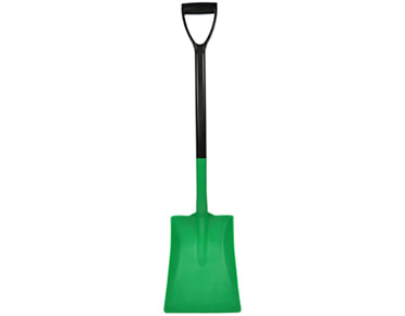 green blade and black handled anti static shovel  made from plastic