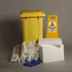 Yellow 2 wheel Trolley bin Oil Spill Kit with 240 liter absorbency