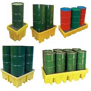 Poly Spill Containment Drum Pallets for 1 drum to 8 drums