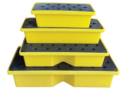 four different capacity spill trays