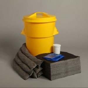 Yellow Cylindrical Bin Universal Spill Kit with 80 liter absorbency